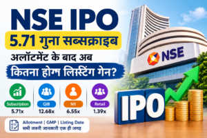 NSE IPO listing gain:5.71 गुना सब्स्क्राइब,allotment के बाद कितना मिल सकता है लिस्टिंग गेन।